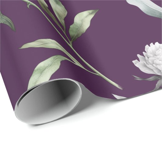 Floral Paars Cadeaupapier (Rol Hoek)