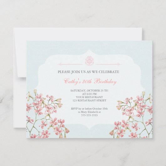  Floral Paars Damask Adult Birthday Party Kaart (Voorkant)