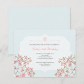  Floral Paars Damask Adult Birthday Party Kaart (Voorkant / Achterkant)