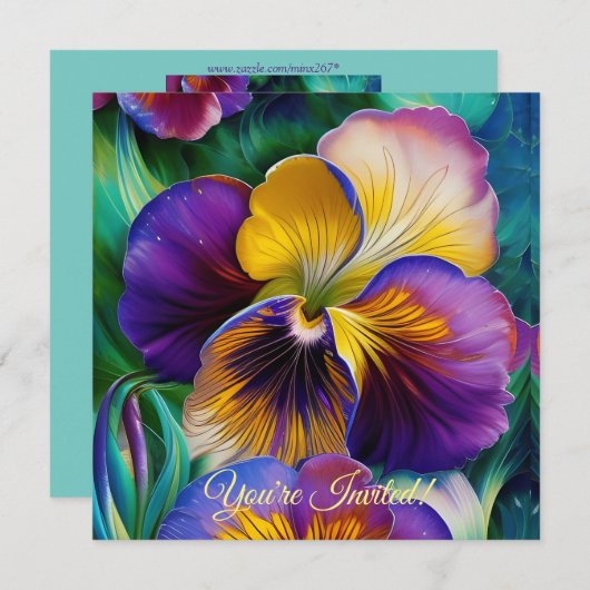 Floral Paars en goudpansie (Voorkant / Achterkant)