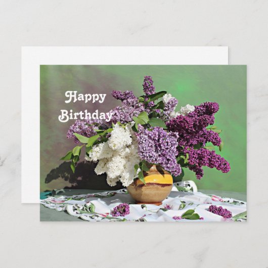Floral Paars en White Lilacs Bouquet Birthday Briefkaart (Voorkant / Achterkant)