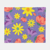 Floral Paars Fleece Deken (Voorkant (Horizontaal))