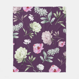 Floral Paars Fleece Deken