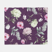 Floral Paars Fleece Deken (Voorkant (Horizontaal))