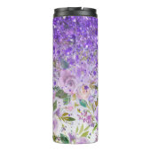 *~* Floral Paars Glitter Roos Pattern Girly Thermosbeker (Achterkant)