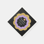 Floral Paars & Gold Glitter Graduation Party Servet (Hoek)