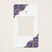 Floral Paars Gold Memorial Funeral Prayer Kaart (Achterkant)