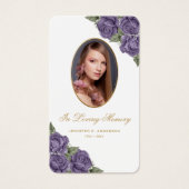 Floral Paars Gold Memorial Funeral Prayer Kaart (Voorkant)
