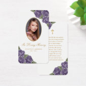 Floral Paars Gold Memorial Funeral Prayer Kaart (Bureau)