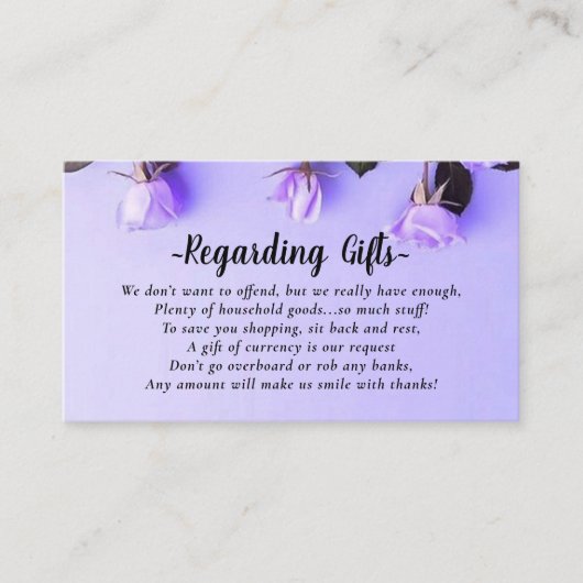 Floral Paars Honeymoon Fund vrijgezellenfeest brui Informatiekaartje (Voorkant)