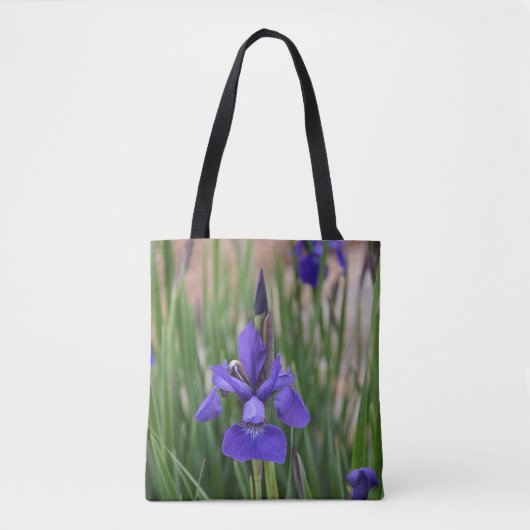 Floral Paars Iris botanisch fotografisch Tote Bag (Voorkant)
