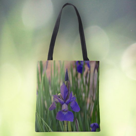 Floral Paars Iris botanisch fotografisch Tote Bag