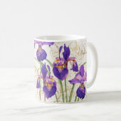 Floral Paars Iris Gold Damask Monogram Naam Koffiemok (Voorkant rechts)