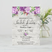 Floral Paars Lavender Wood Rustisch Vrijgezellenfe Kaart (Staand voorkant)