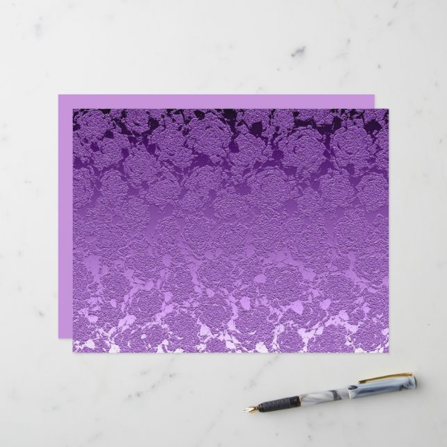 Floral Paars Mauve Color Print Succulent Pattern (Voorkant / Achterkant in situ)