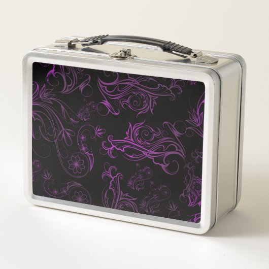 Floral Paars Metal Lunch Box (Voorkant)