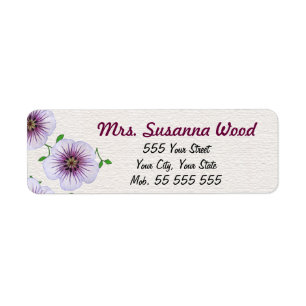 Floral Paars Name on White Structure Etiket