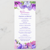 Floral Paars Paisley Chic Modern Boho Wedding Programmakaart (Voorkant)