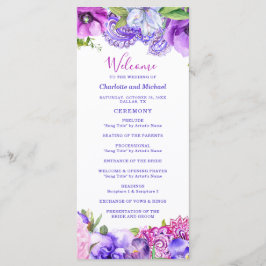 Floral Paars Paisley Chic Modern Boho Wedding Programmakaart