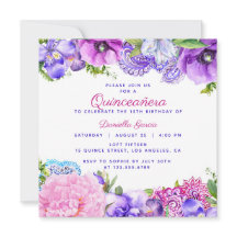 Floral Paars Paisley Modern Quinceañera