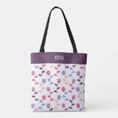 Floral Paars Patroon met Monogram Tote Bag (Achterkant)