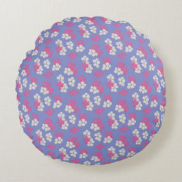Floral Paars Pattern Round Cushion Rond Kussen