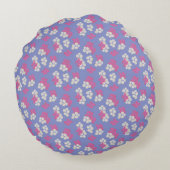 Floral Paars Pattern Round Cushion Rond Kussen (Achterkant)