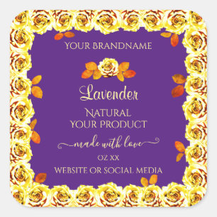 Floral Paars Product Packaging Label Gele rozen