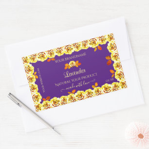 Floral Paars Product Packaging Label Gele rozen