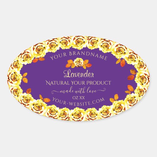 Floral Paars Product Packaging Label Gele rozen (Voorkant)