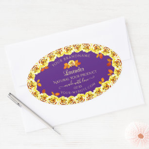 Floral Paars Product Packaging Label Gele rozen