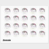 Floral Paars Roos baby shower Dank u Sticker (Vel)