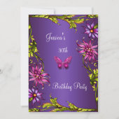 Floral Paars roze vlinder 30e verjaardag van de Tw Kaart (Voorkant)