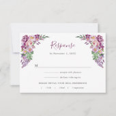 Floral Paars RSVP Kaartje (Voorkant)