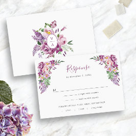 Floral Paars RSVP Kaartje