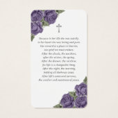 Floral Paars Silver Memorial Funeral Prayer Kaart (Achterkant)