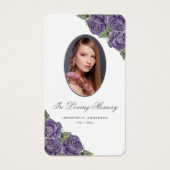 Floral Paars Silver Memorial Funeral Prayer Kaart (Voorkant)