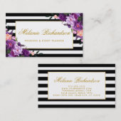 Floral Paars Ultra Violet Gold Striped Visitekaartje (Voorkant / Achterkant)