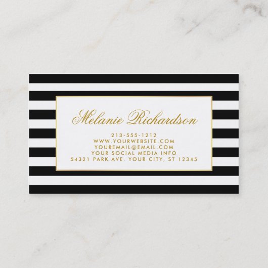 Floral Paars Ultra Violet Gold Striped Visitekaartje (Achterkant)