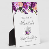 Floral Paars Vrijgezellenfeest Tea Party Welkom Fotoplaat (Zijkant)