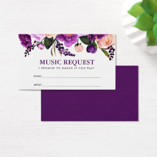 Floral Paars Wedding Music Song Request Kaart P