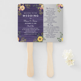 Floral Paars Wedding Programme Hand Fan Handwaaier