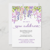  Floral Paars Wisteria New Address Moving Aankondiging (Voorkant)