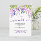  Floral Paars Wisteria New Address Moving Aankondiging (Staand voorkant)
