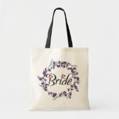 Floral Paars Wreath Calligraphy Bride Beauful Tote Bag (Voorkant)