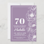 Floral Paarse 70ste verjaardag Kaart (Voorkant)