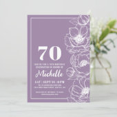 Floral Paarse 70ste verjaardag Kaart (Staand voorkant)