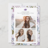 Floral Paarse Afstuderen Kaart (Achterkant)