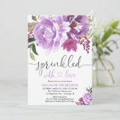 Floral paarse baby shower sprinkhaan kaart (Staand voorkant)