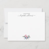 Floral Paarse Blush Roze Blauw Botanisch Script Notitiekaartje (Voorkant)